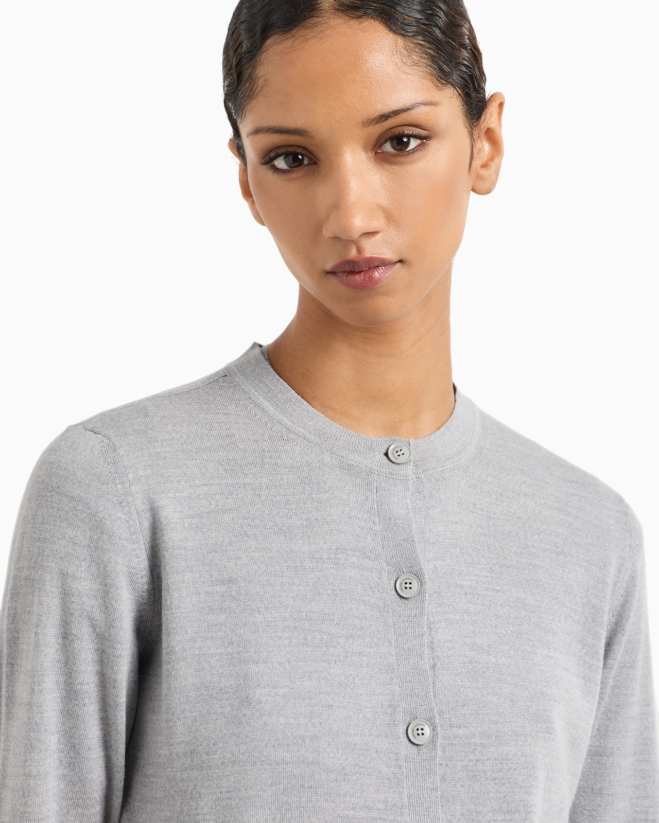 Cardigan in plain-knit, pure virgin wool - 5