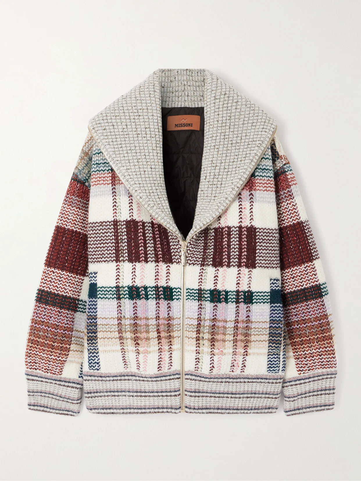 Checked Wool-blend Cardigan - 1