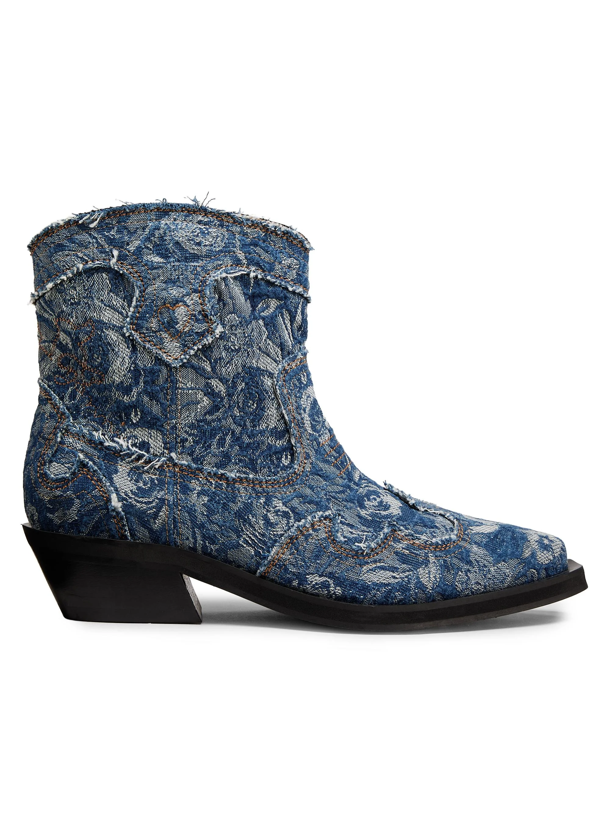 Women's 40MM Tapestry Embroidered Denim Boots - Mid Blue Vintage - 1