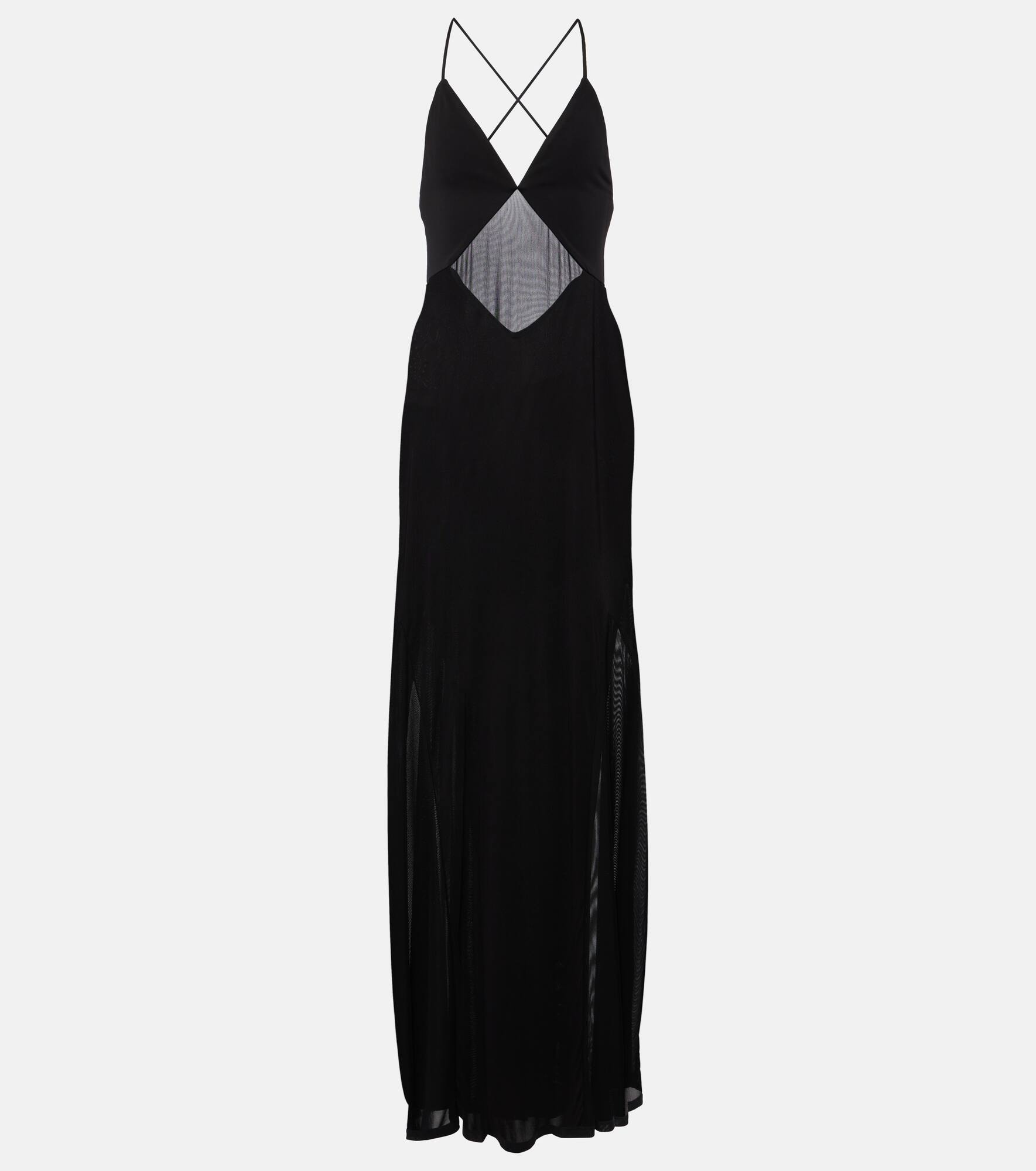 Fleur mesh-paneled jersey gown - 1