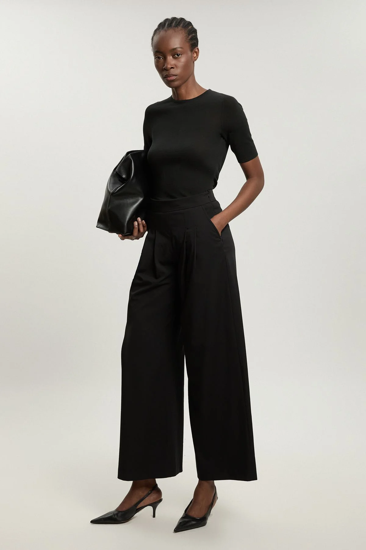 Tailored Wide Leg Pleat Detail Trouser - 1