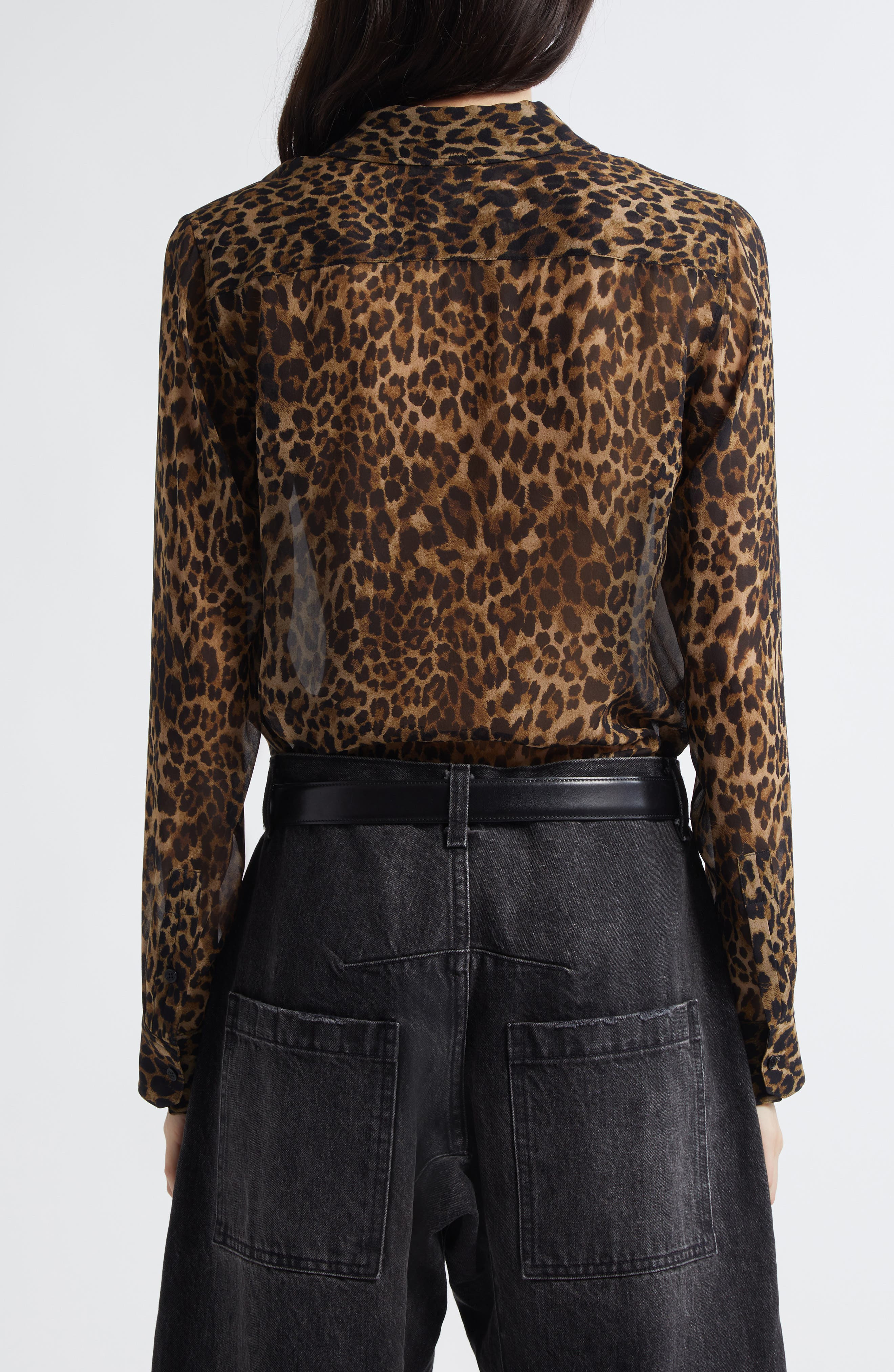 Nili Lotan Gaia Slim Fit Silk Shirt in Vintage Leopard Print at Nordstrom - 2