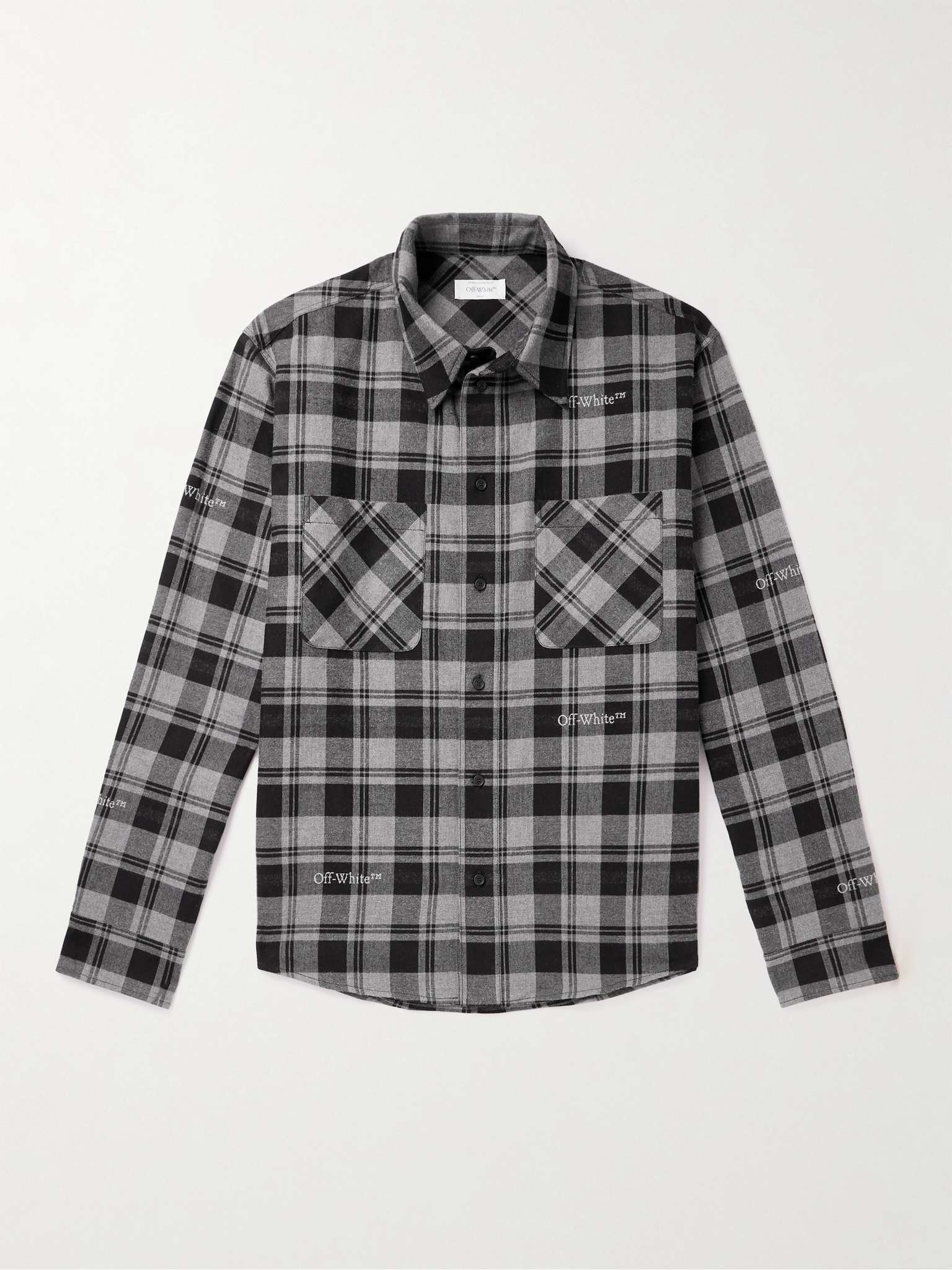 Logo-Embroidered Checked Cotton-Flannel Shirt - 1