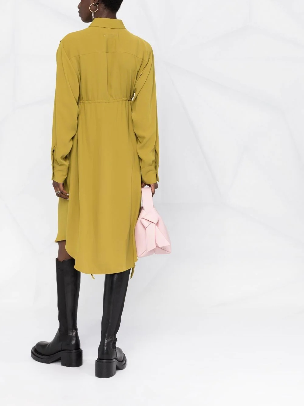 slit-sleeved shirt dress - 6
