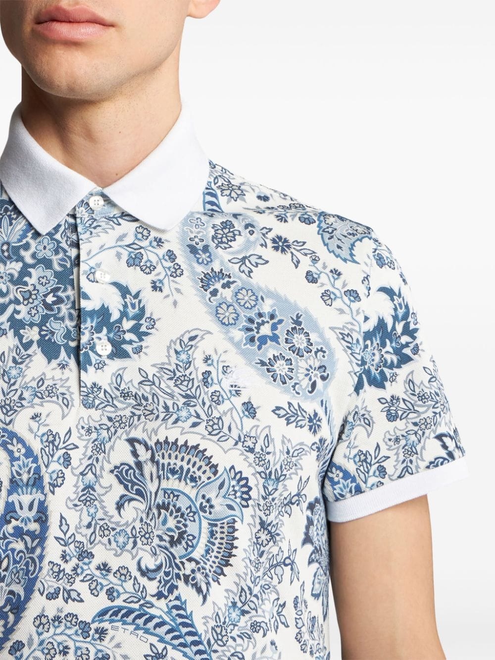 paisley-print cotton polo shirt - 4
