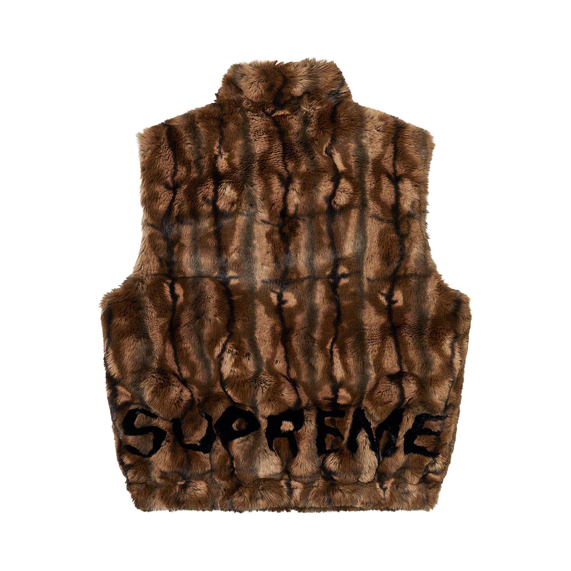 Supreme Faux Fur Hooded Vest 'Brown' - 2