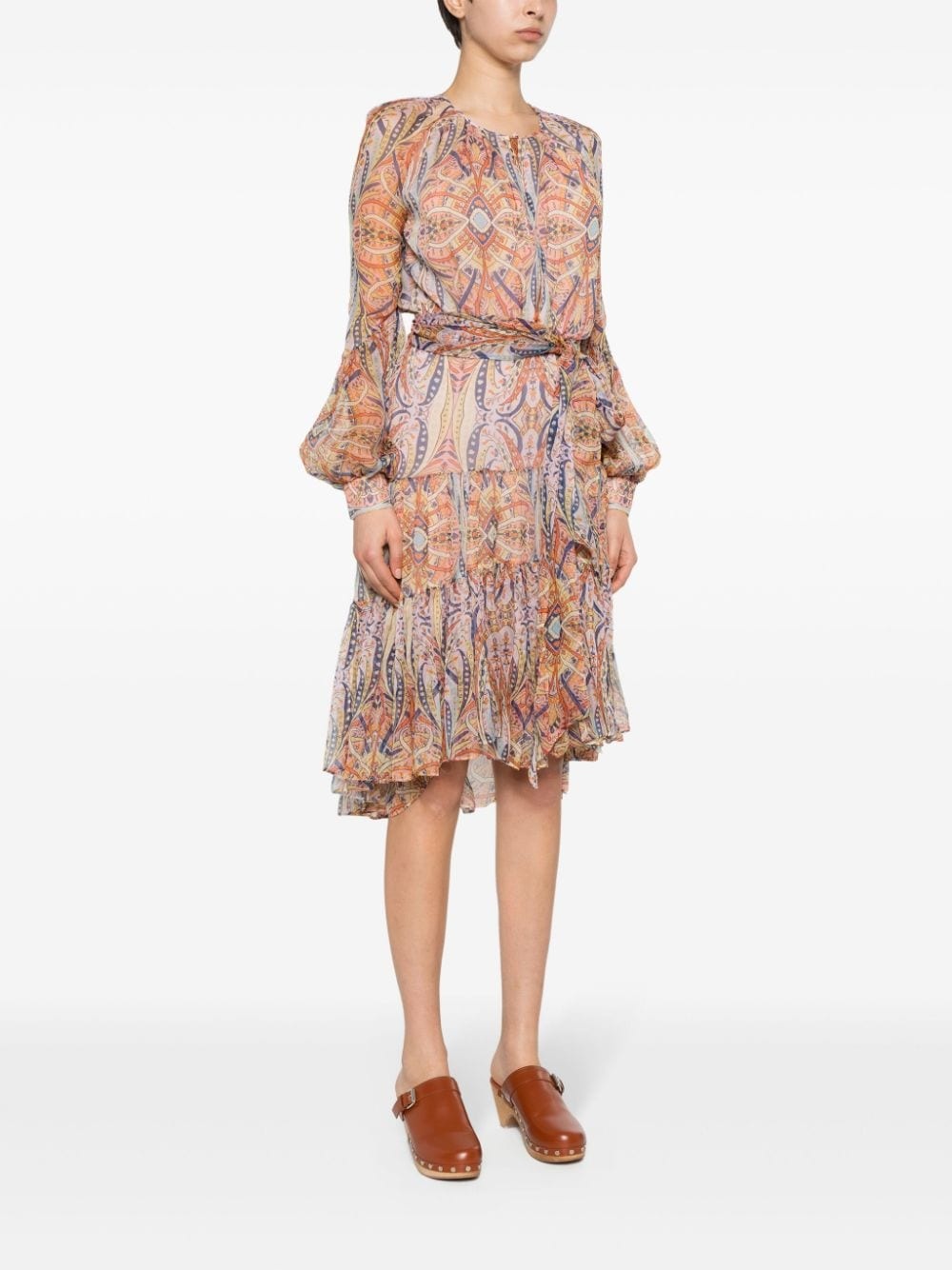 graphic-print silk midi dress - 3