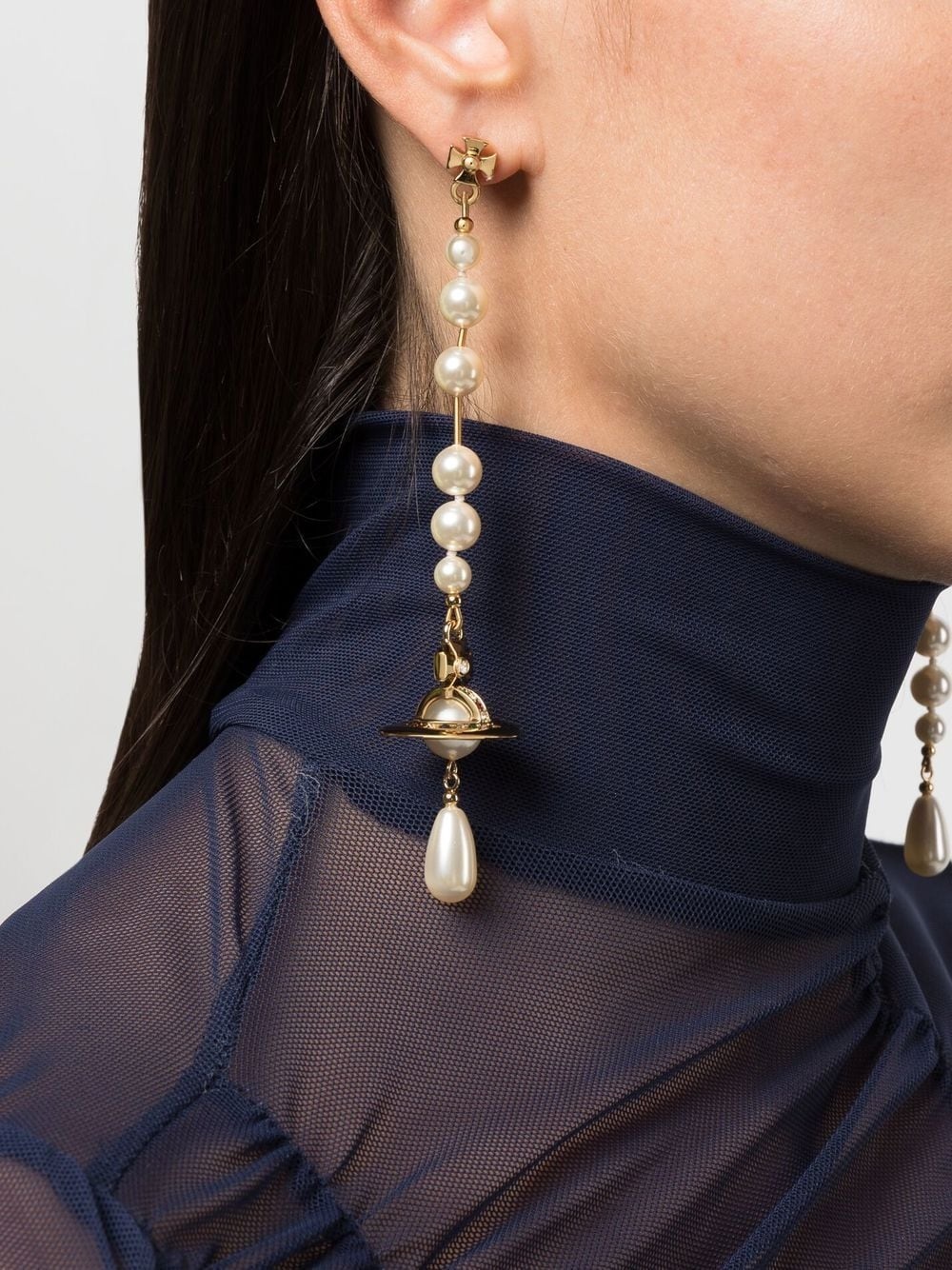 faux-pearl drop earrings - 3
