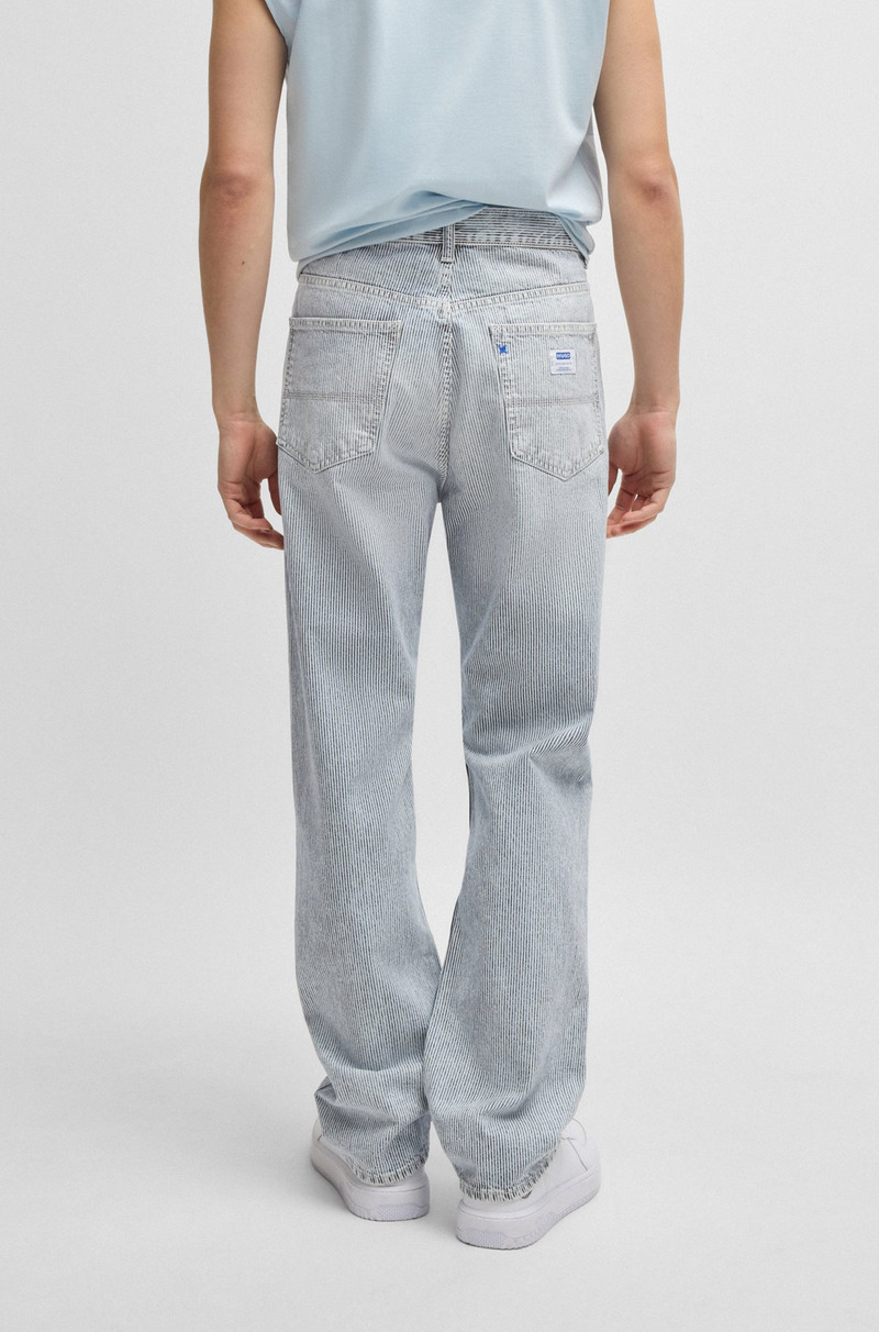 BAGGY-FIT JEANS IN STRIPED BLUE DENIM 4