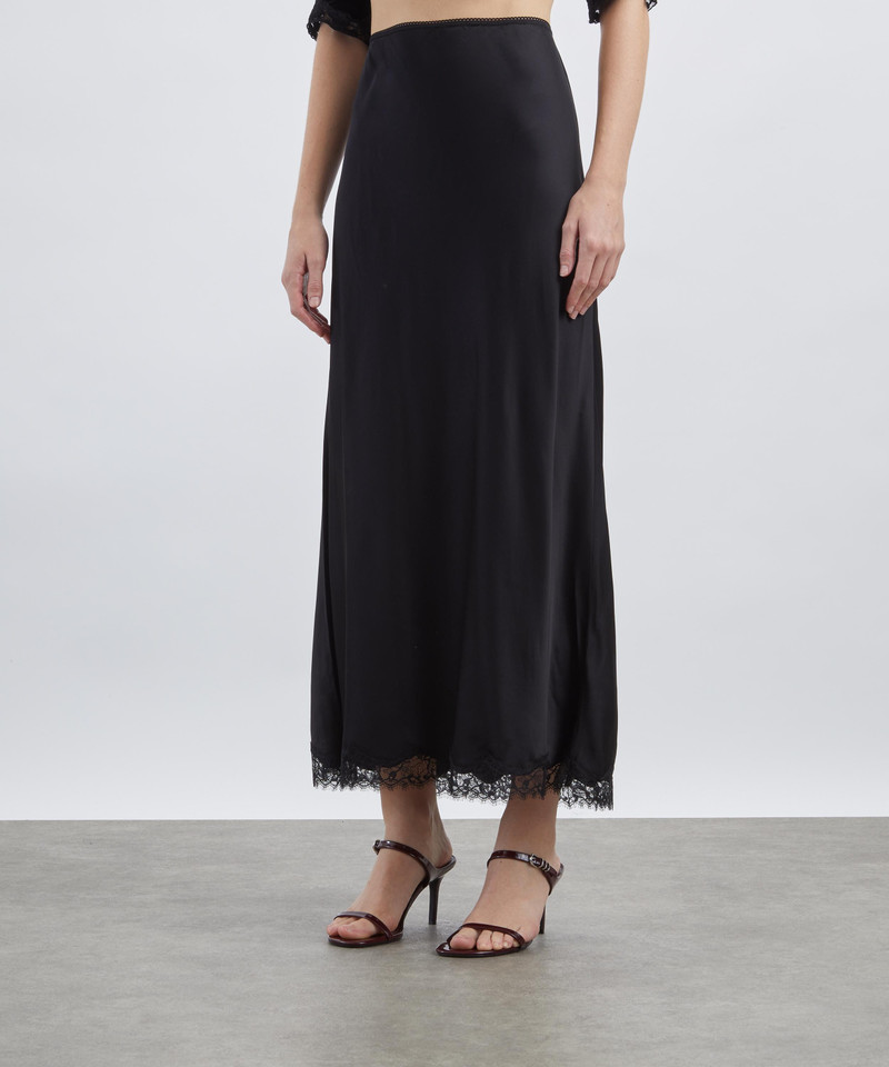 RIXO Stassie Satin Midi Skirt outlook