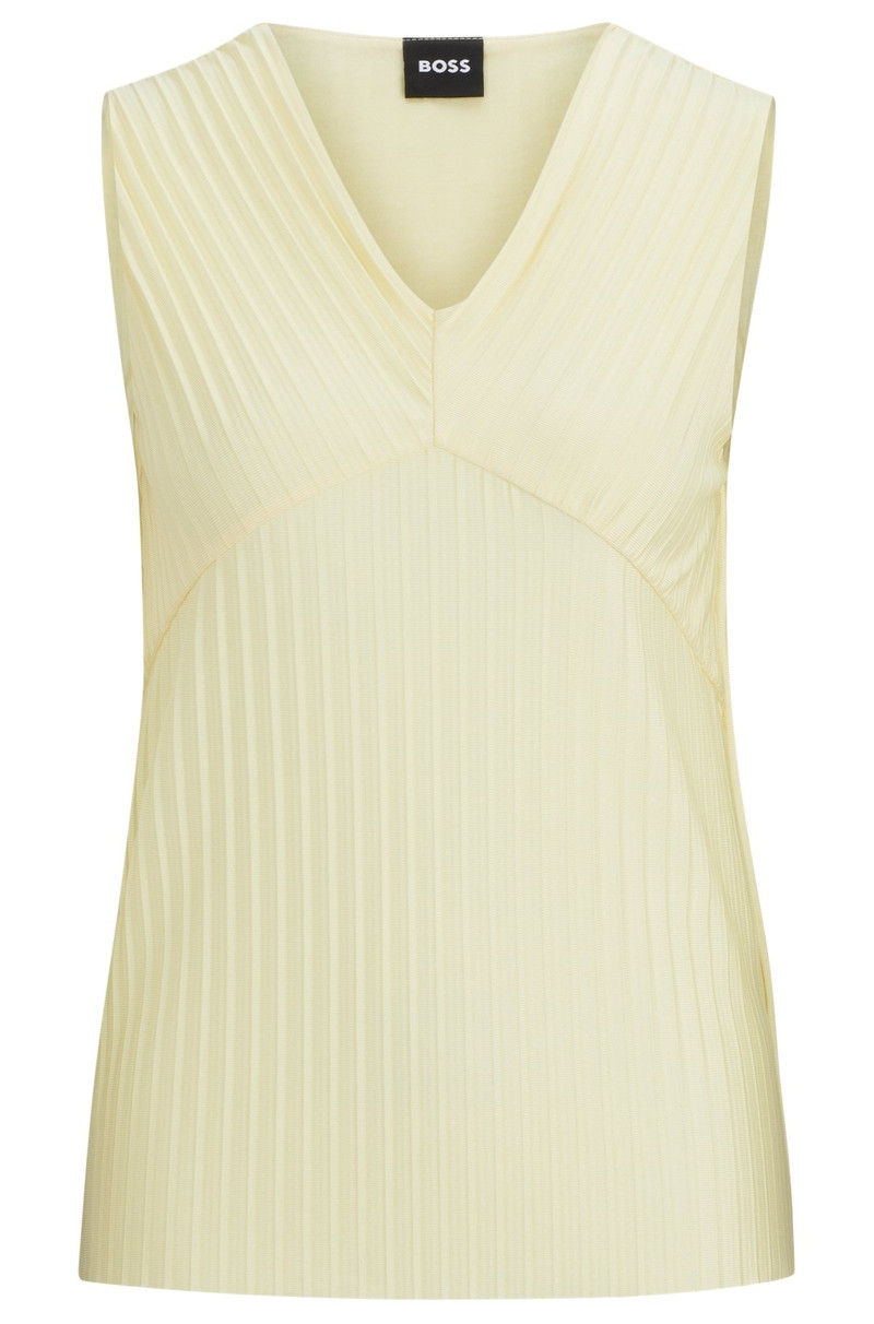 SLEEVELESS JERSEY TOP WITH V NECKLINE AND PLISSÉ PLEATS - 1