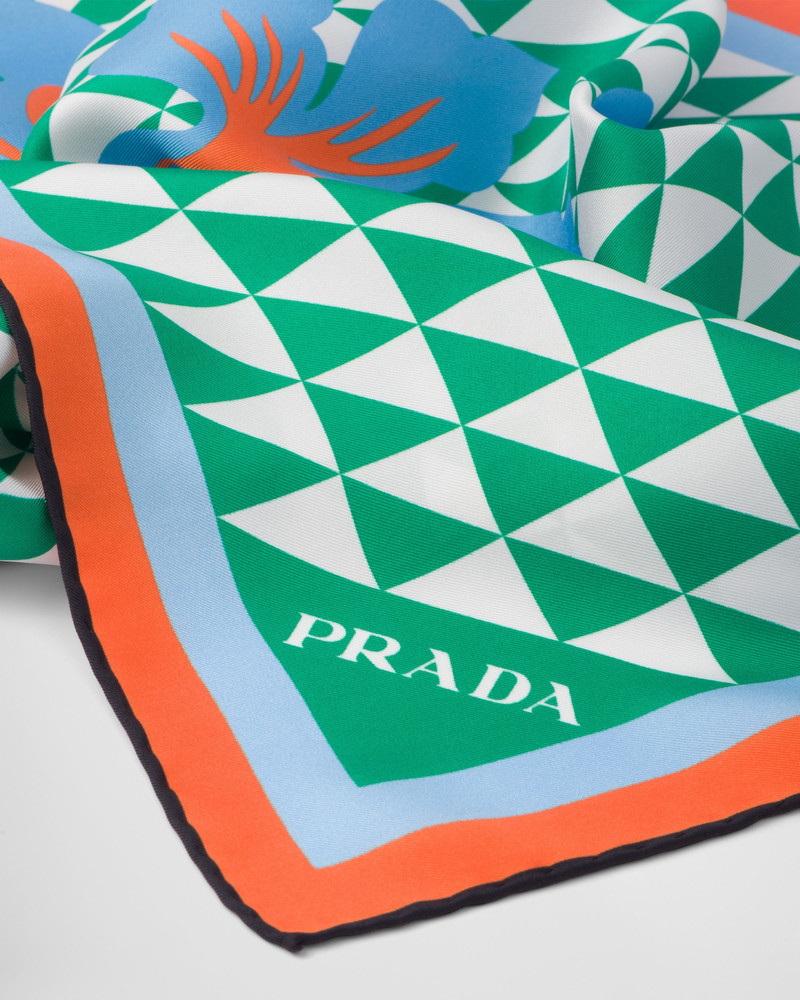 Prada Printed silk twill scarf outlook