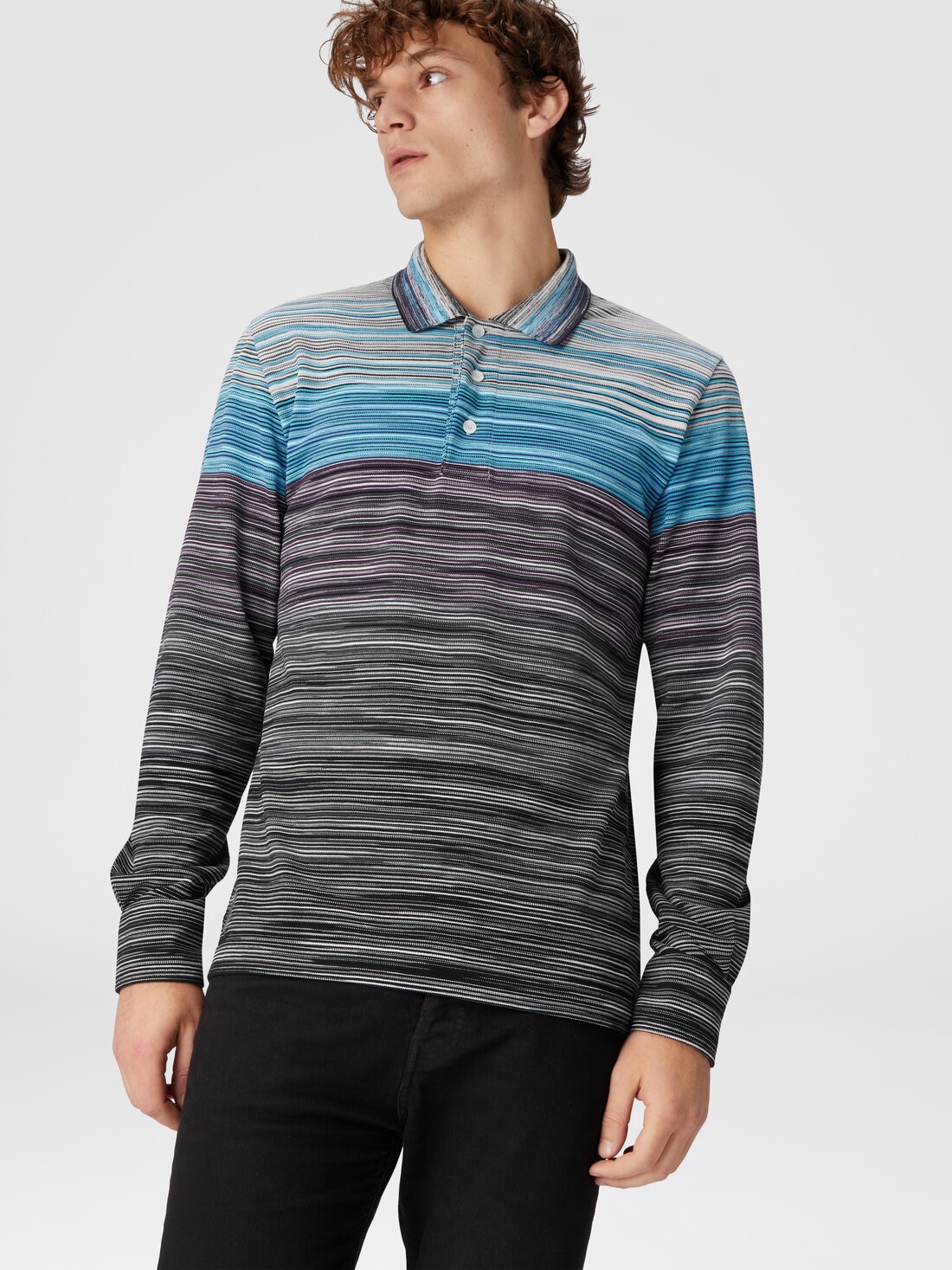 Long-sleeved polo shirt in slub cotton piqué - 4