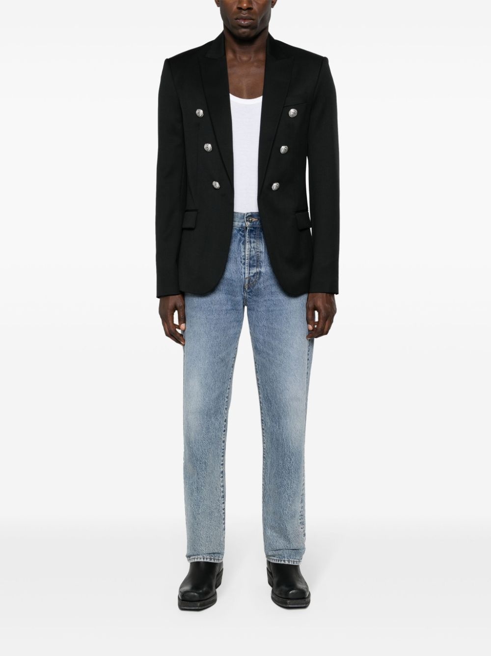 embossed-button wool blazer - 2