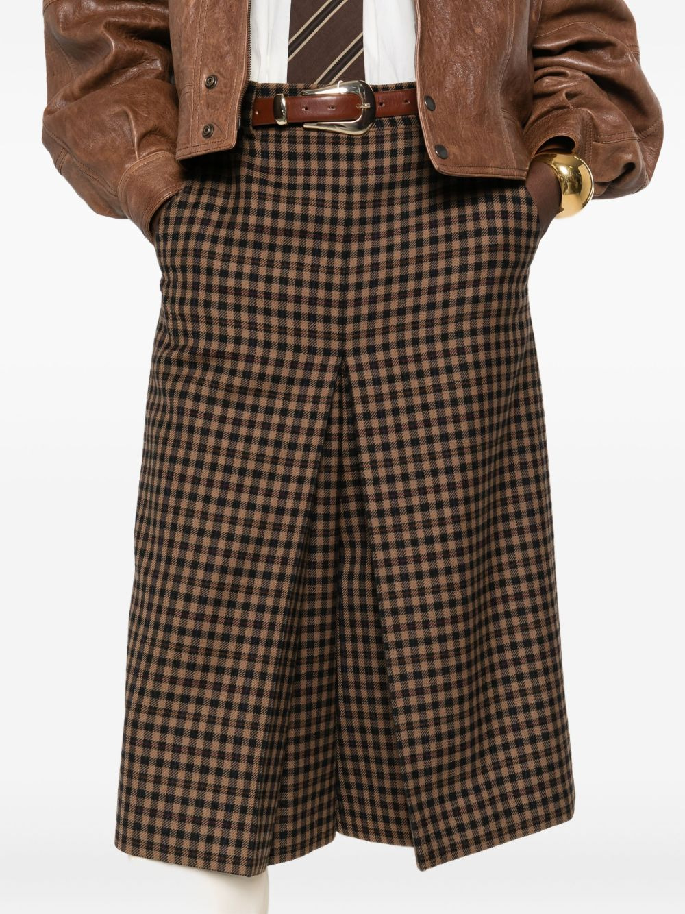 gingham-check straight-leg culottes - 5