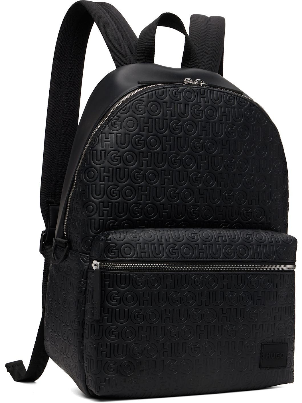 Black Embossed-Logo Faux-Leather Backpack - 2