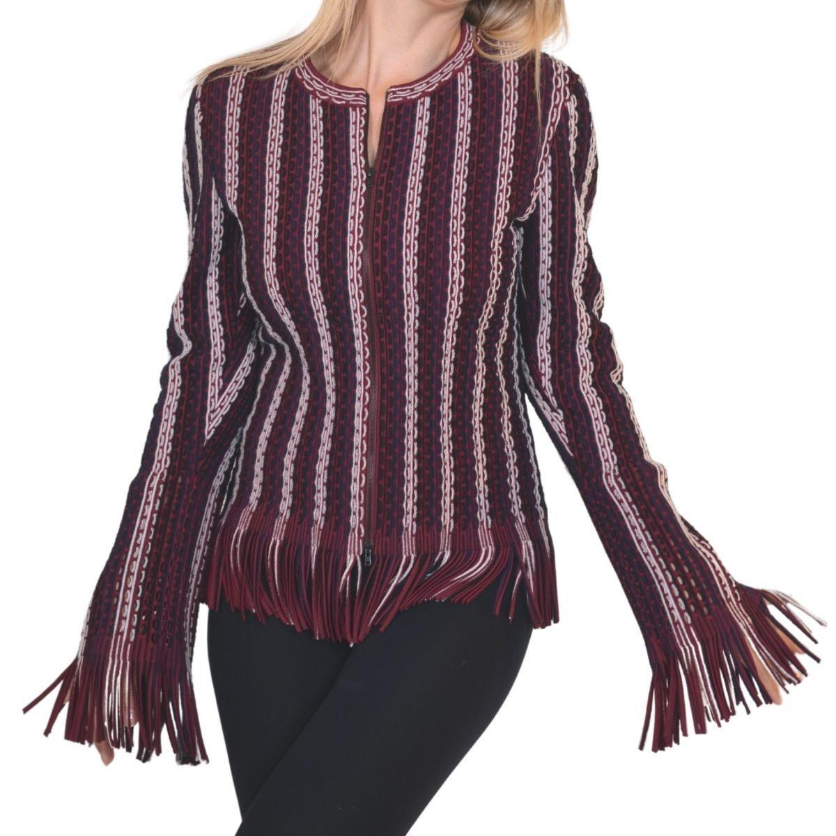 Seamed Knit Moto Fringe Jacket - 5