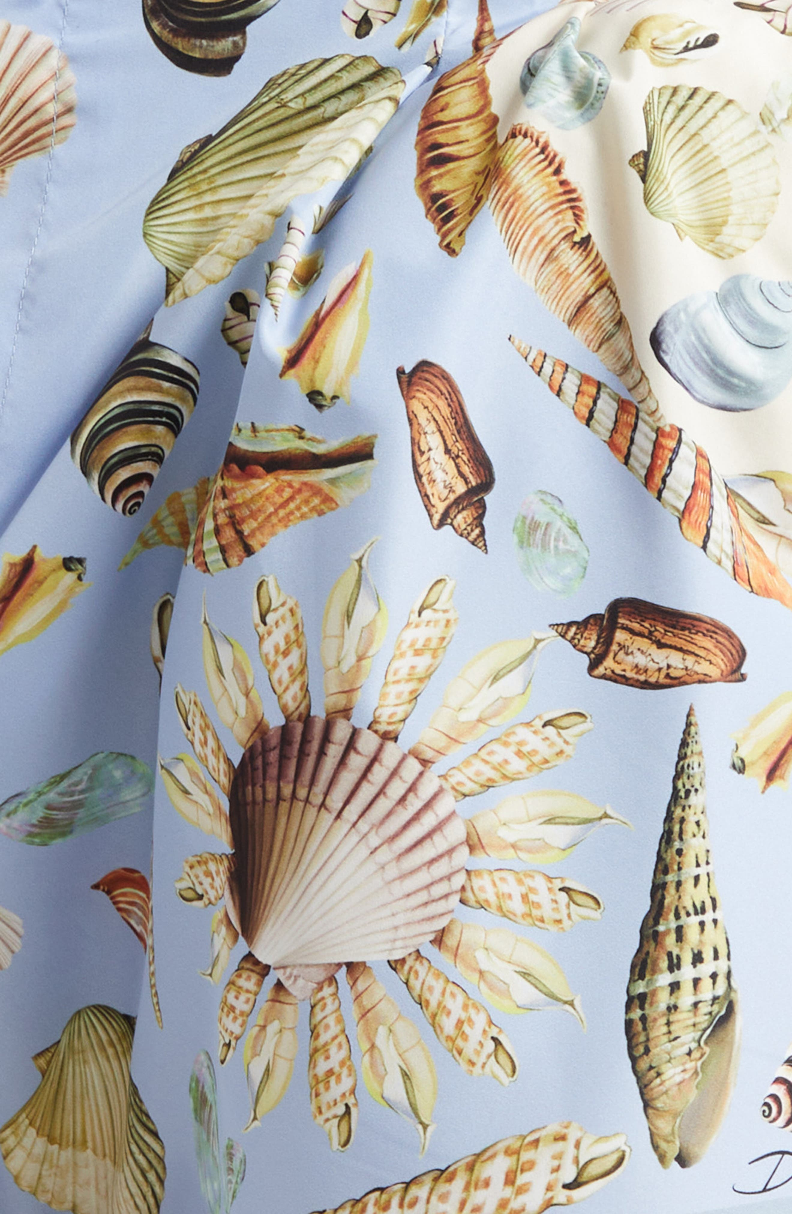 Dolce&Gabbana Seashell Print Mixed Media Camp Shirt in S9001 Variante Abbinata at Nordstrom - 6