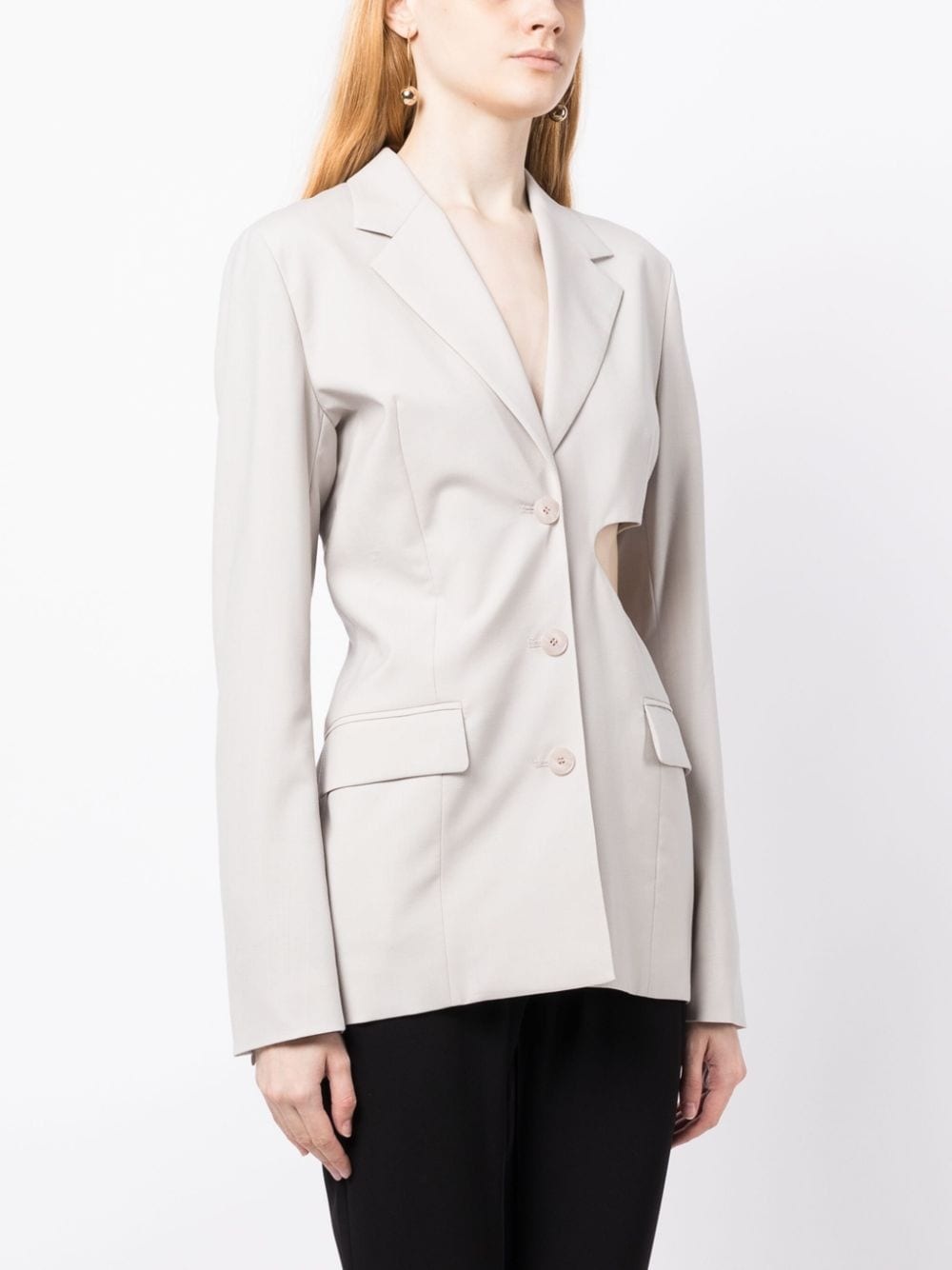 single-breasted cut-out wool blazer - 3