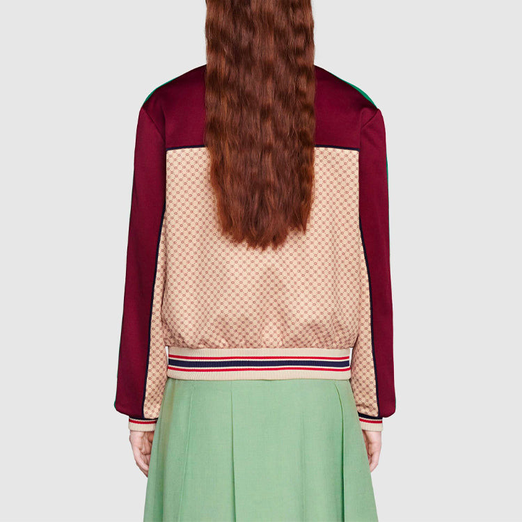 (WMNS) Gucci Interlocking Print Jersey Jacket 'Beige Bordeaux' 655196-XJDFP-9115 - 3