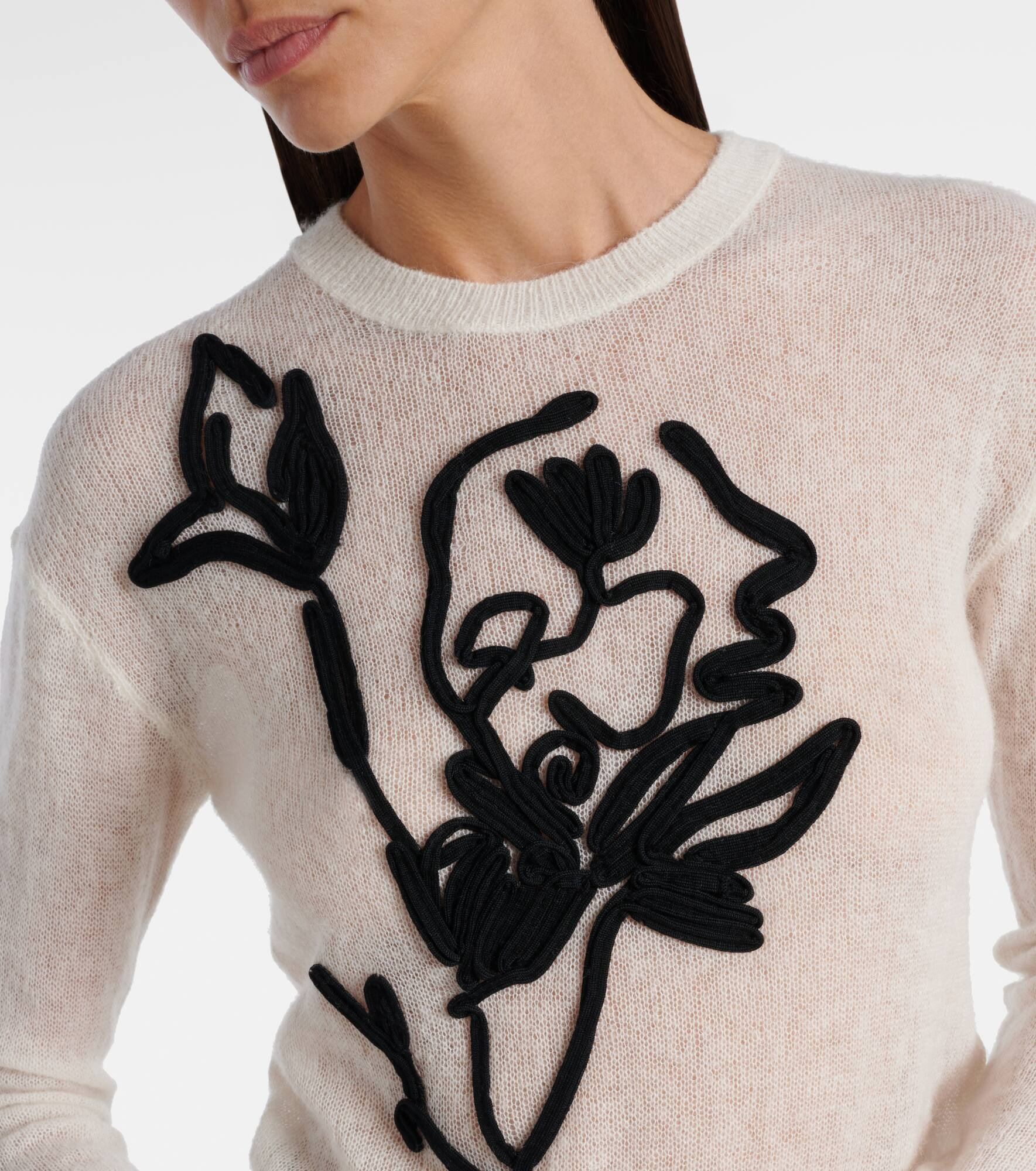 Embroidered alpaca and wool-blend sweater - 4