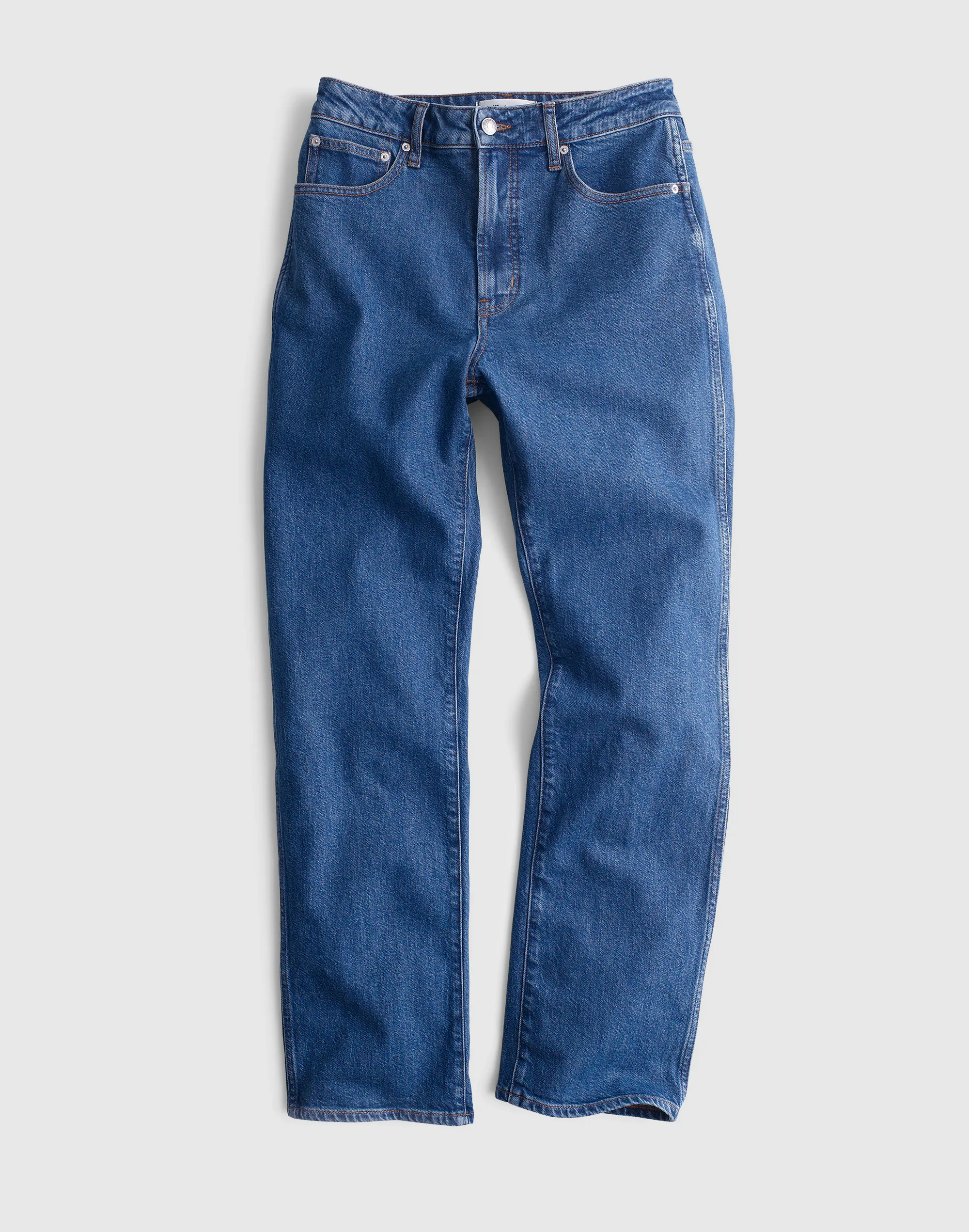 The Curvy Longline Straight Crop Jean in Marina Blue Wash - 1