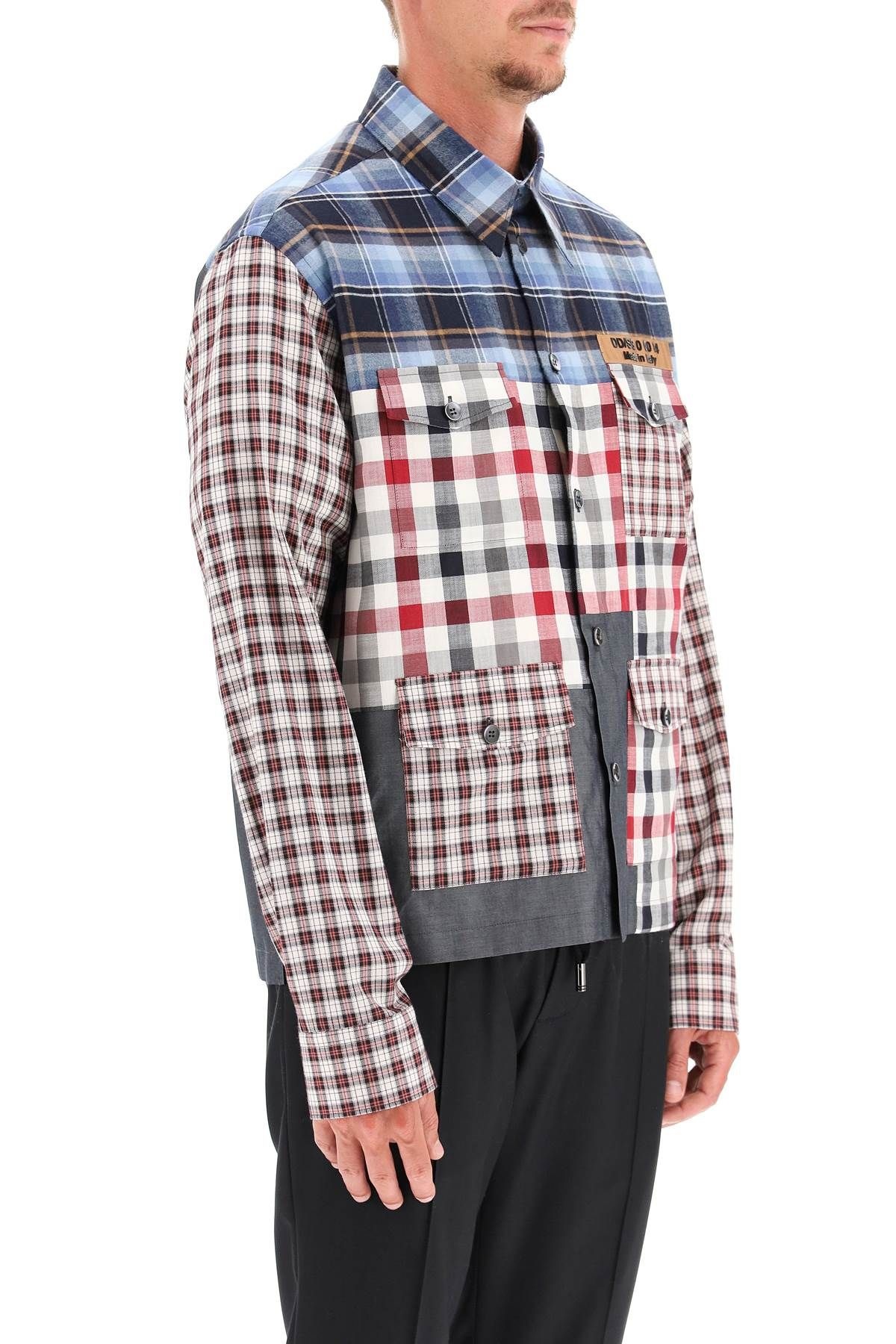 CHECK PATCHWORK MULTI-POCKET SHIRT - 3