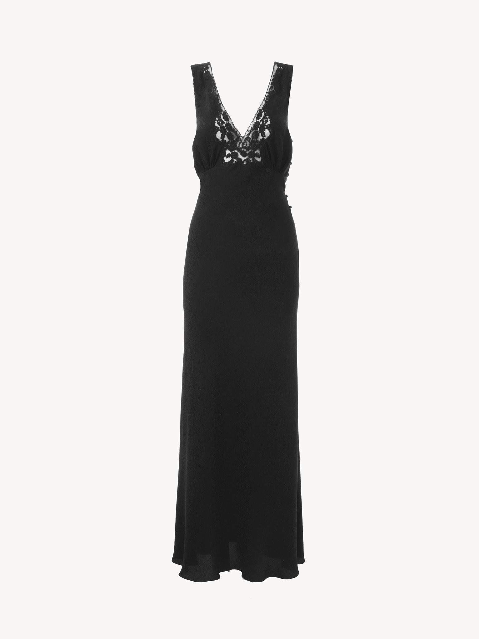 SLEEVELESS COLUMN DRESS IN SILK JACQUARD & LACE - 2