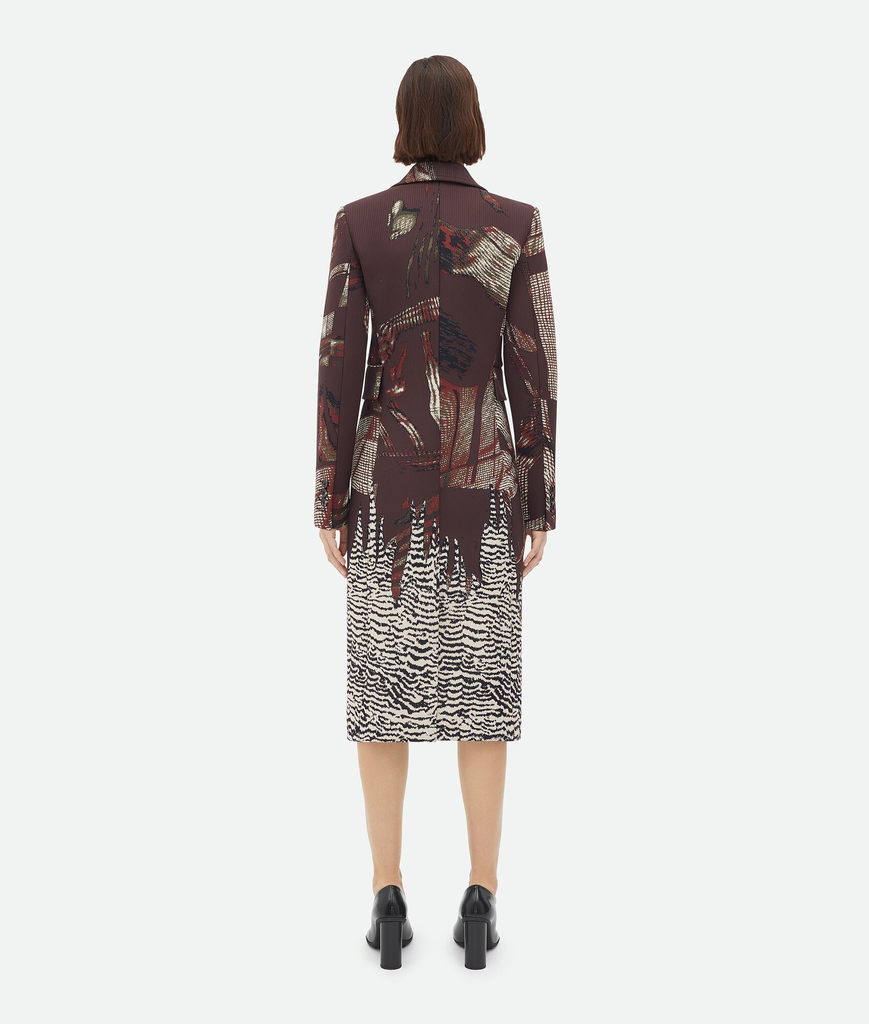 Slim Fit Graphic Viscose Jacquard Coat - 3