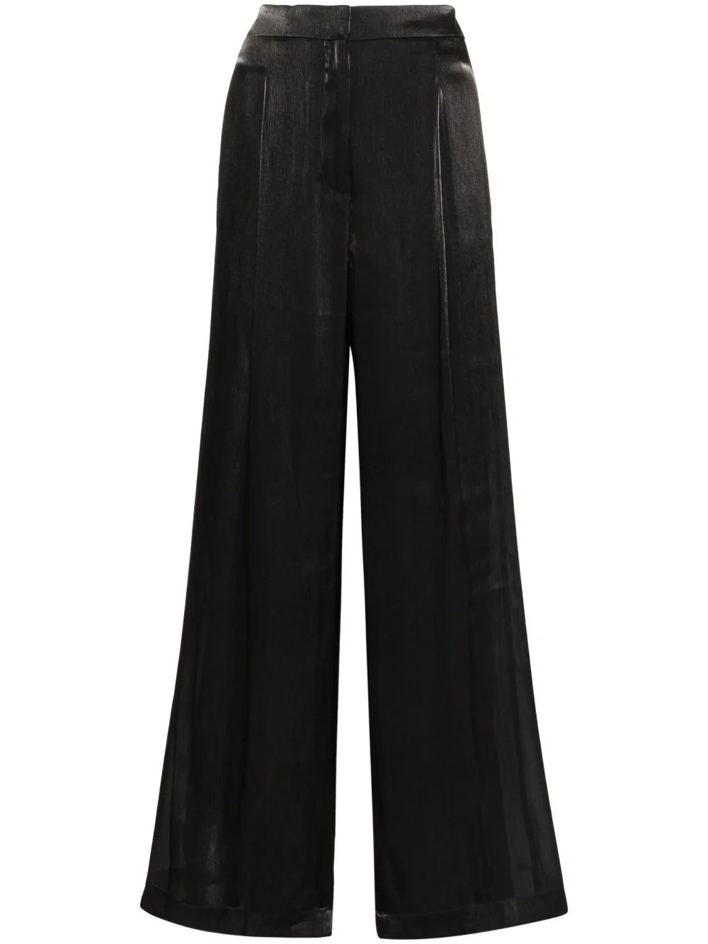 georgette pleated wide-leg trousers - 1