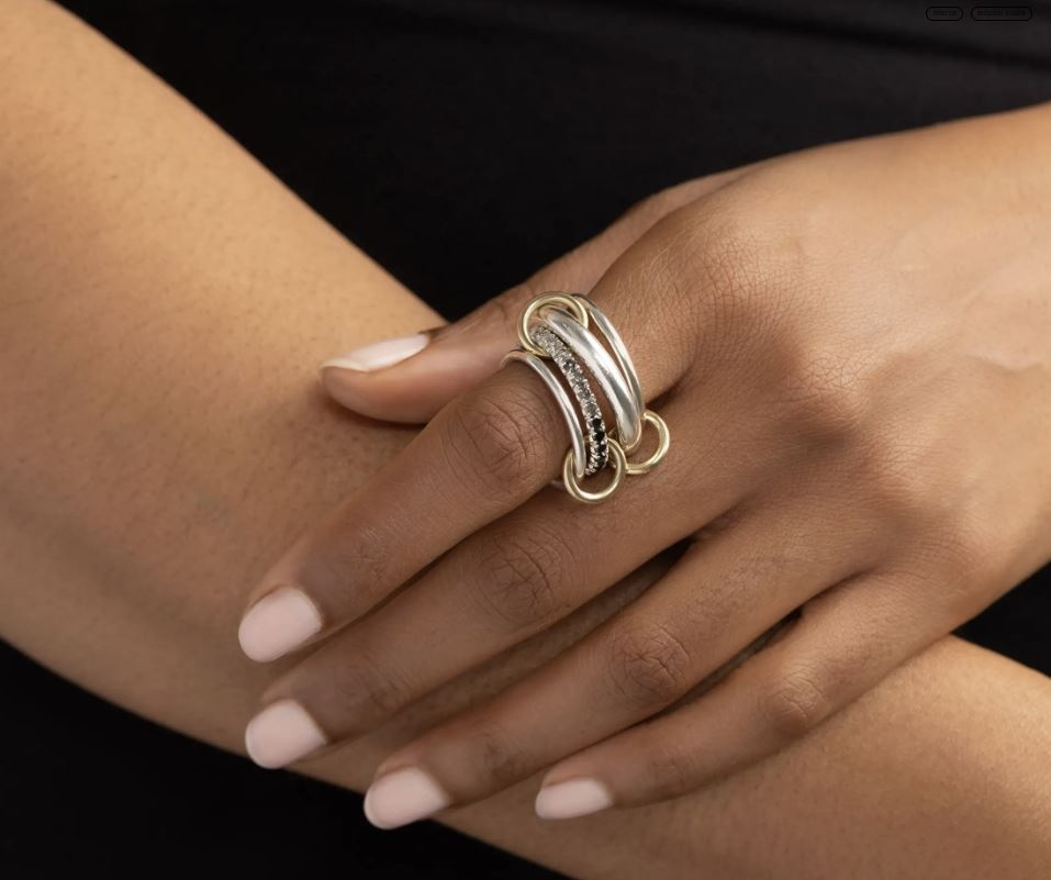 Janssen Noir Sterling Silver & 18k Gold Diamond Ombré Ring - 2