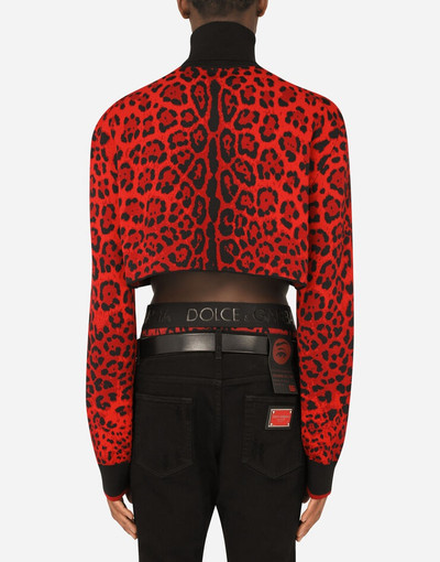 Dolce & Gabbana Jacquard turtle-neck sweater with leopard design outlook