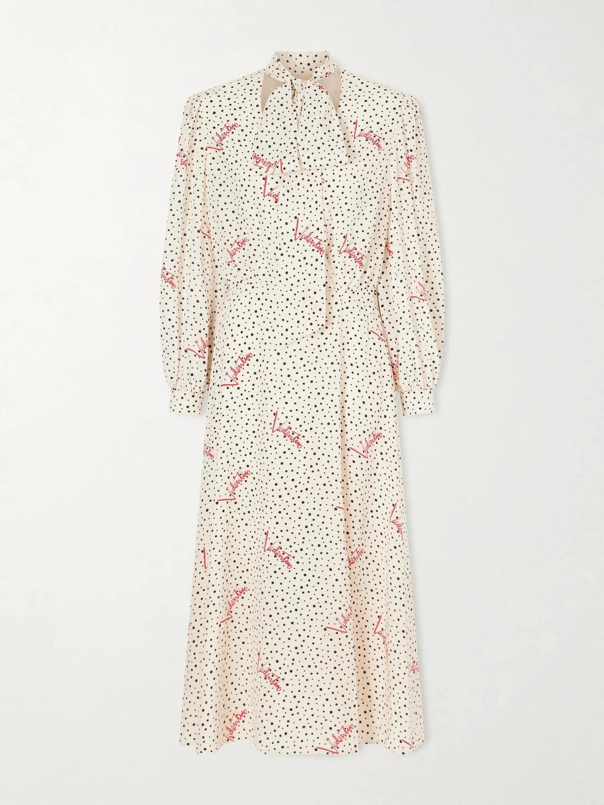 Pussy-bow Polka-dot Silk Crepe De Chine Maxi Dress - 1