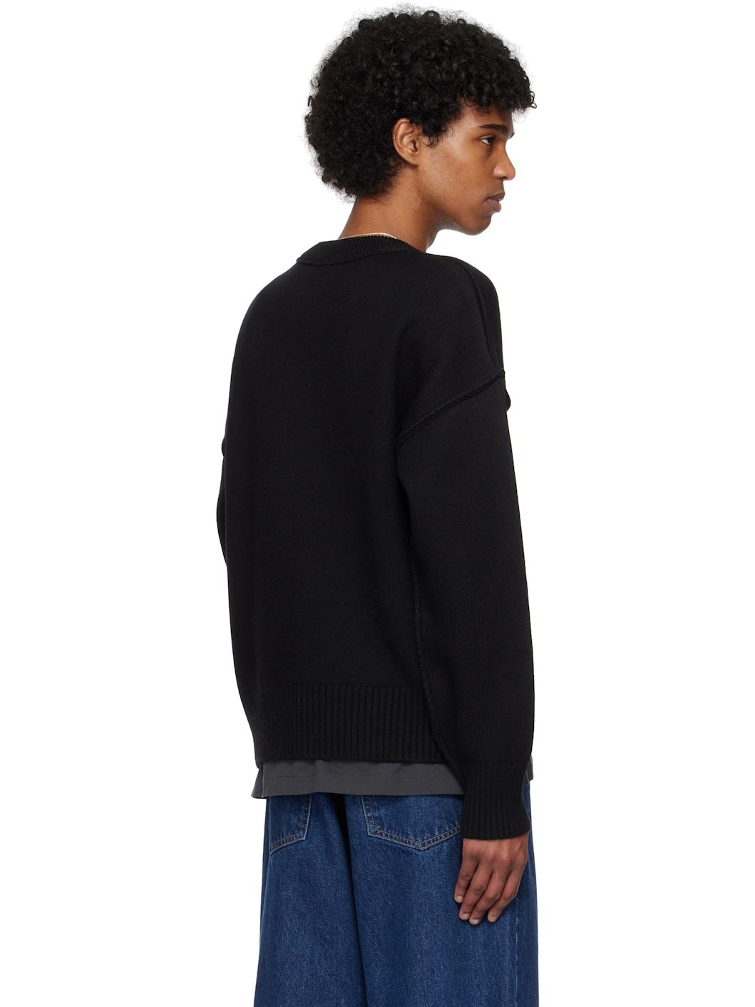 Black Wool Ami de Coeur Sweater - 3