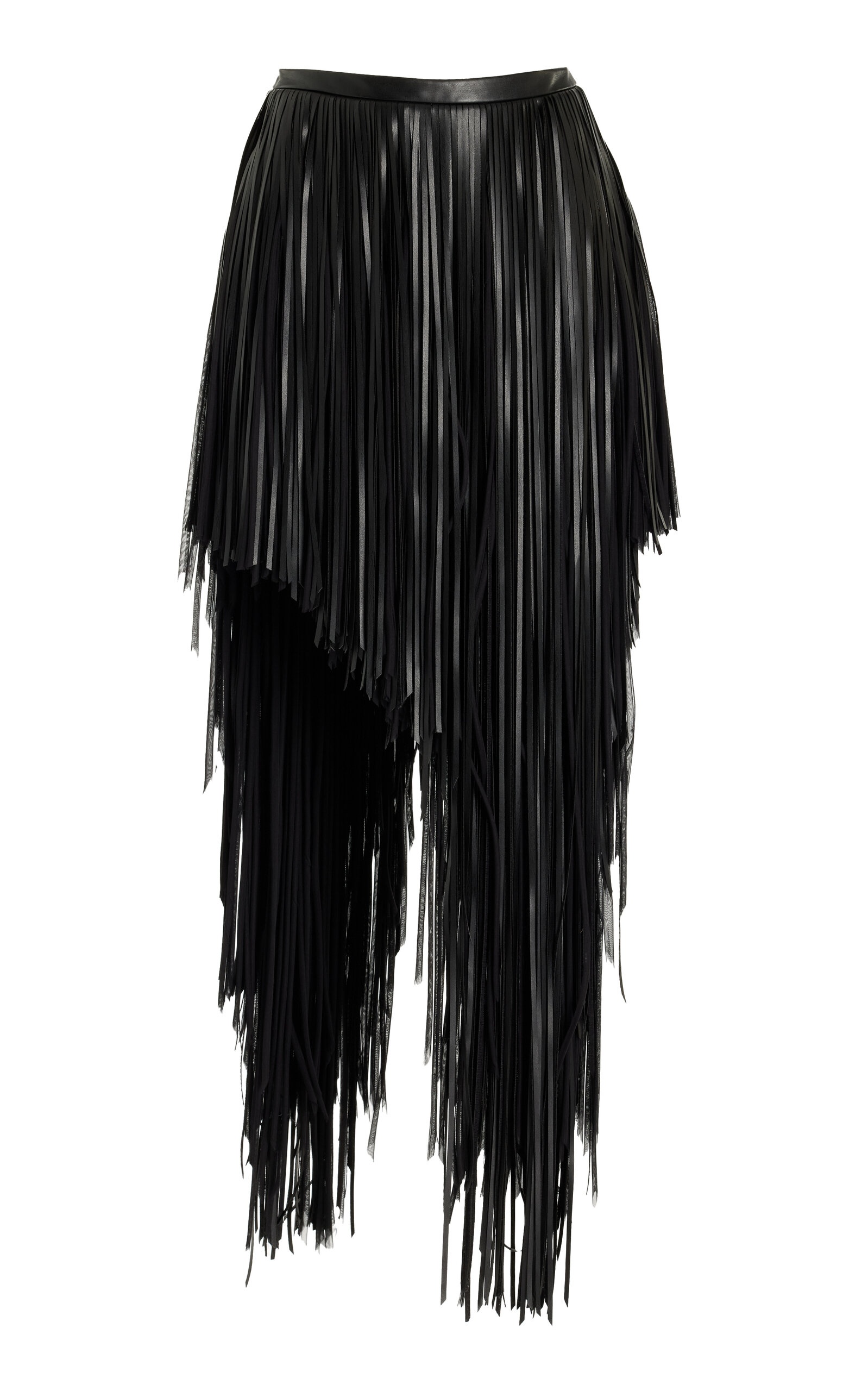 Phia Fringed Leather Silk Skirt black - 1