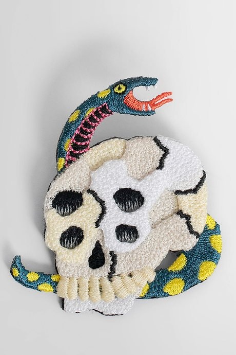 Kapital men's multicolor 3d embroidery rain skull pin - 1