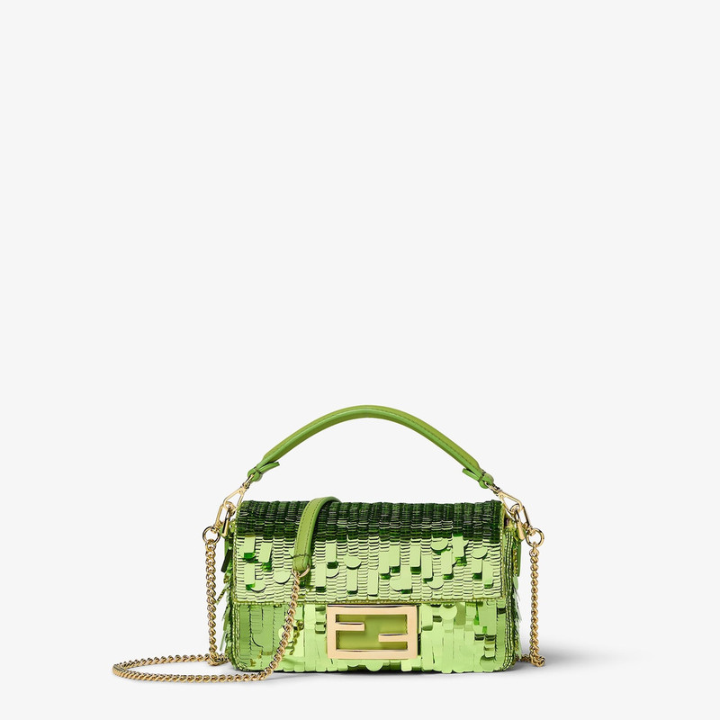 Baguette® Mini Bag embroidered with lime green sequins 1
