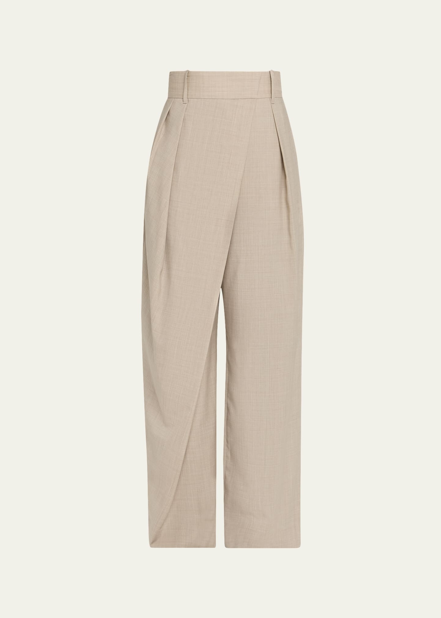 Wrap Pleated Wide-Leg Trousers - 1