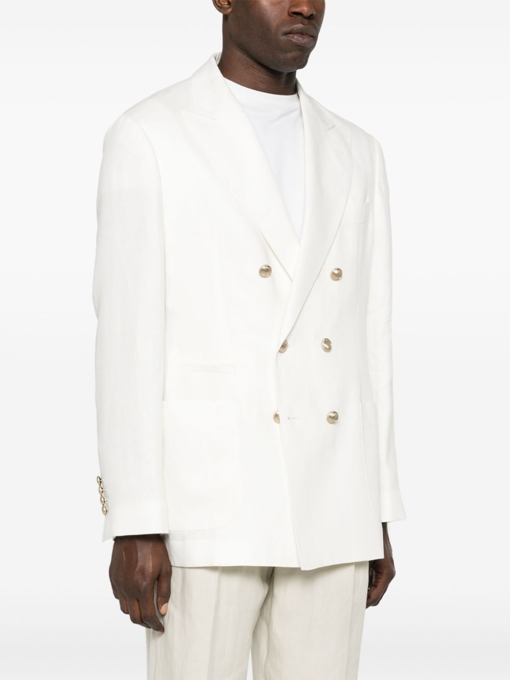 Linen single-breasted blazer jacket - 3