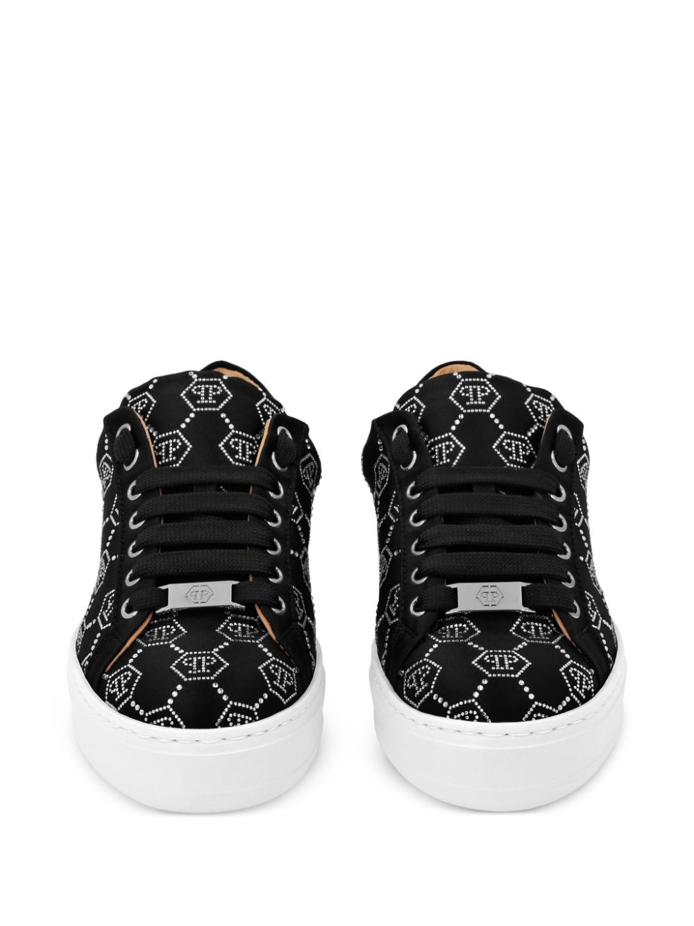 rhinestone-embellished satin sneakers - 3
