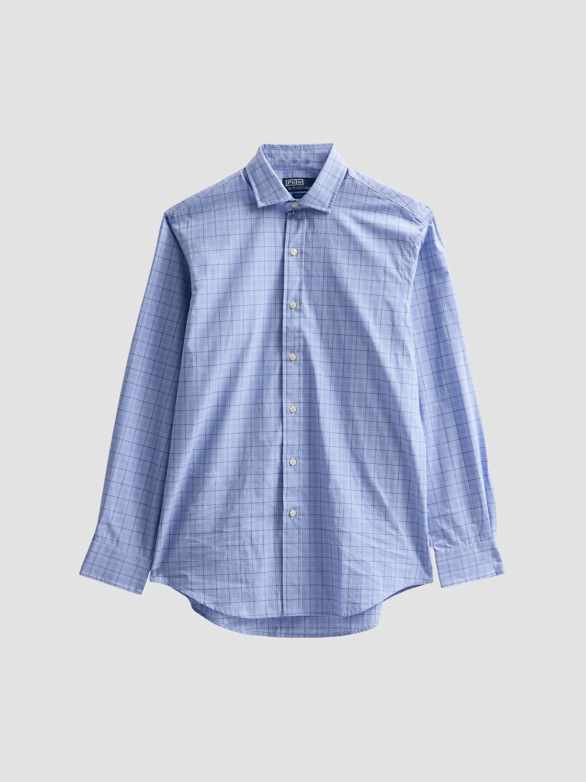 Men's Classic-Fit Check Poplin Shirt - White Blue Multi - 1