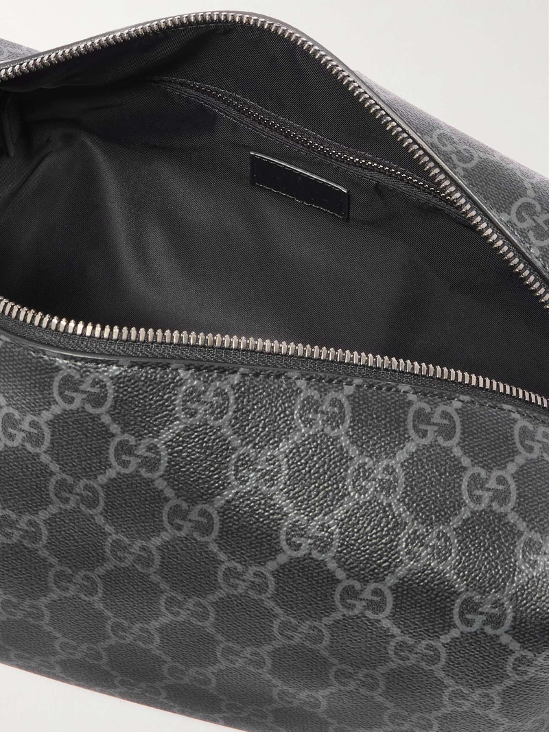GUCCI GG Emblem Leather-Trimmed Monogrammed Coated-Canvas Wash Bag outlook