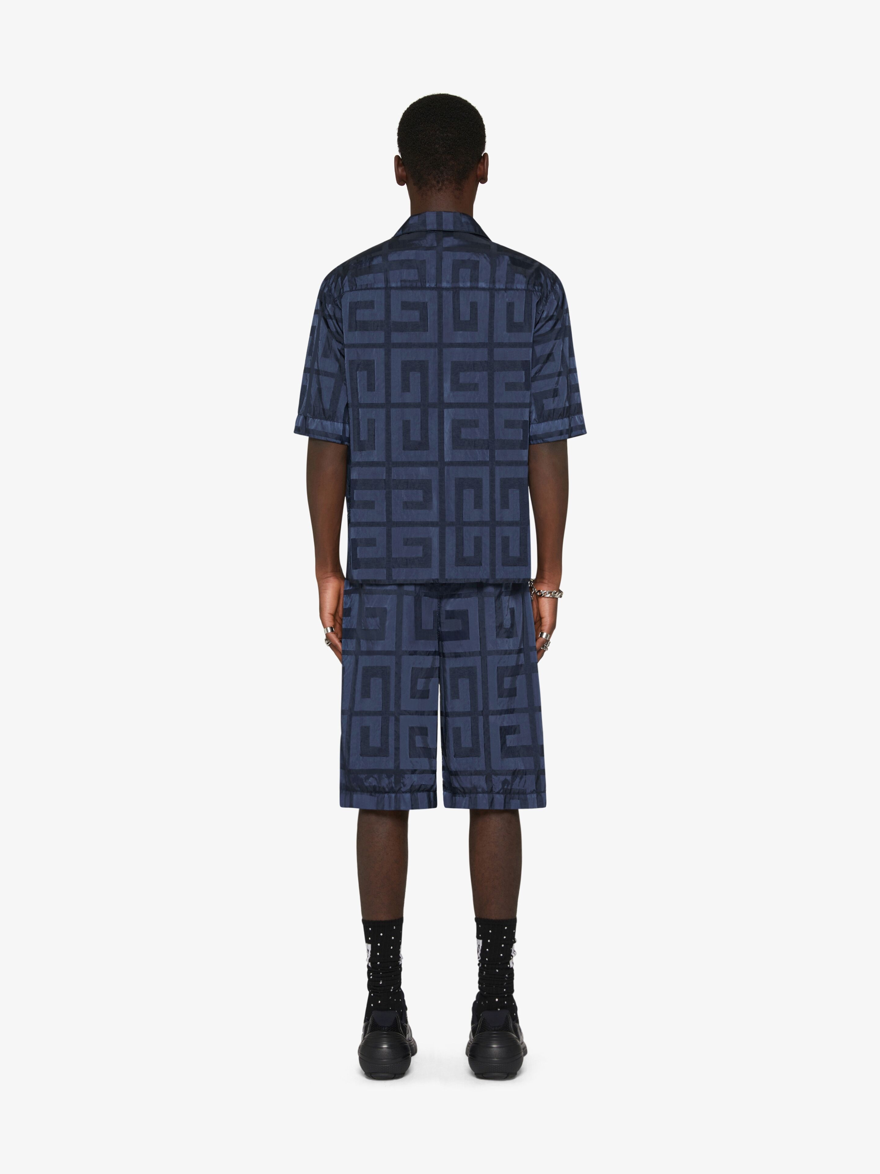 【関税込み】GIVENCHY HAWAIIAN COTTON SHIRT Givenchy Men's 4G Lock Graphic Hawaiian Shirt in Green/Black