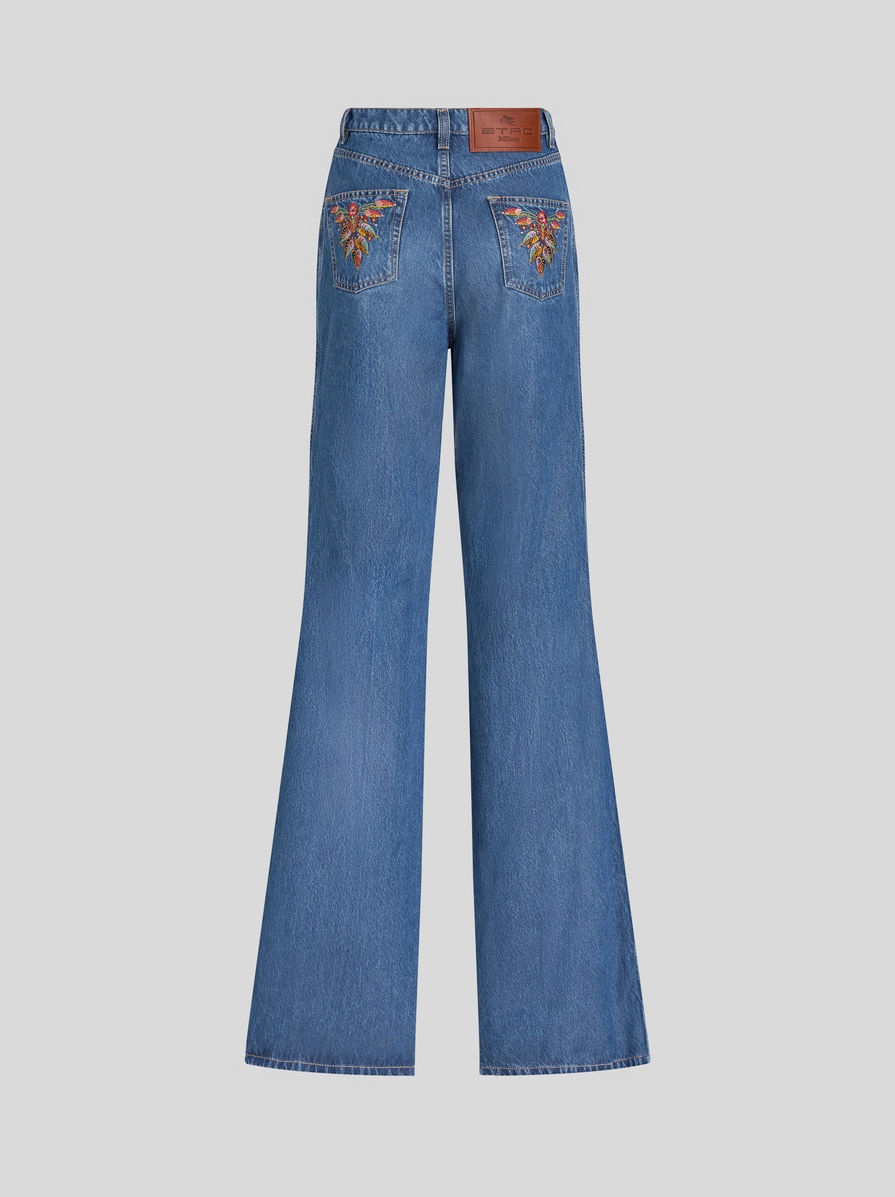 FLARED JEANS WITH EMBROIDERY - 5