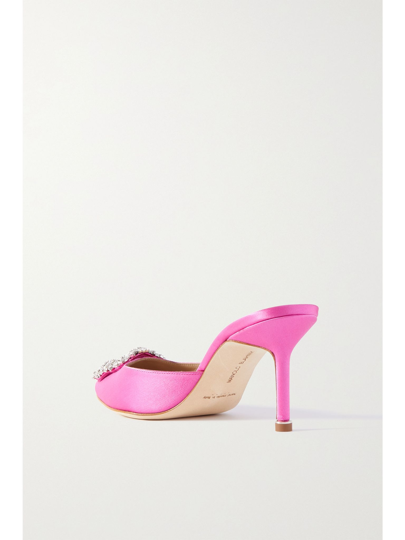 Hangisimu 70 crystal-embellished satin mules Pink - 3