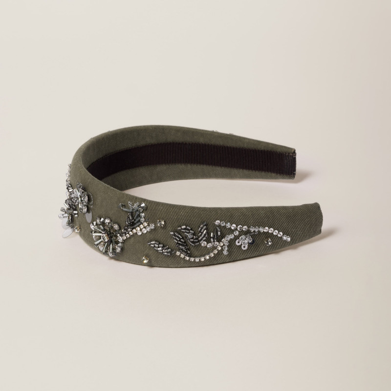 Miu Miu Embroidered gabardine headband outlook