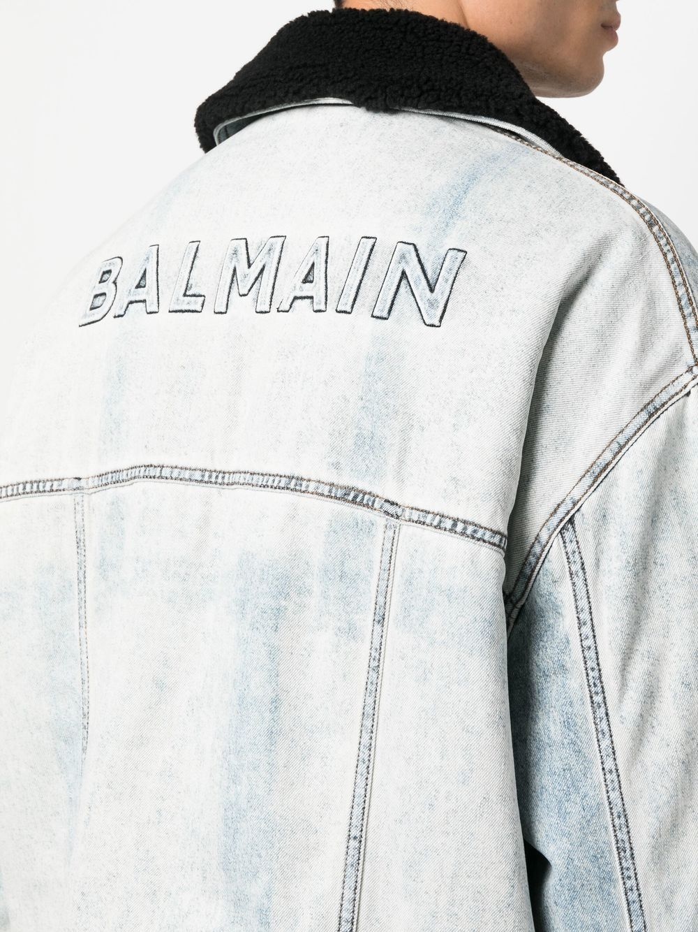 logo-embroidered denim jacket - 5