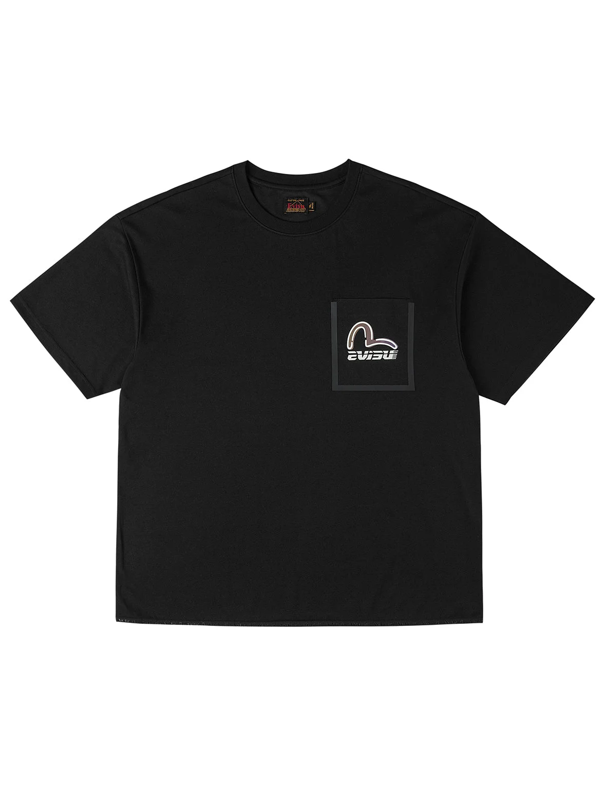 Elastic Hem Seagull Print Pocket T-shirt - 1