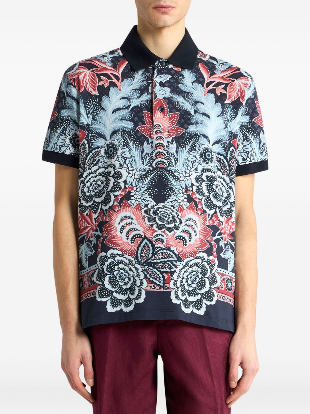 floral-print polo shirt - 2