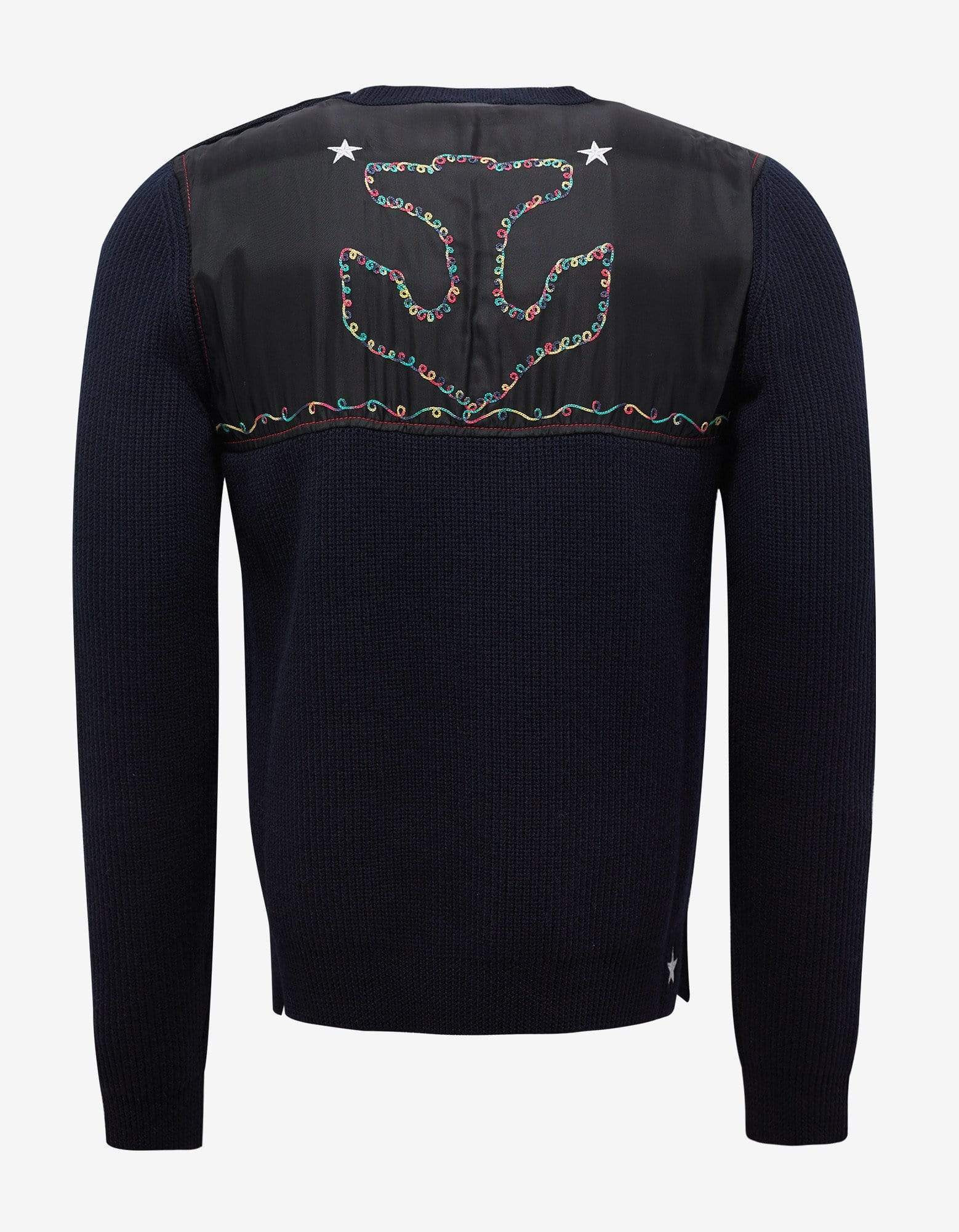 Valentino Navy Blue Marine Embroidered Wool Sweater - 2